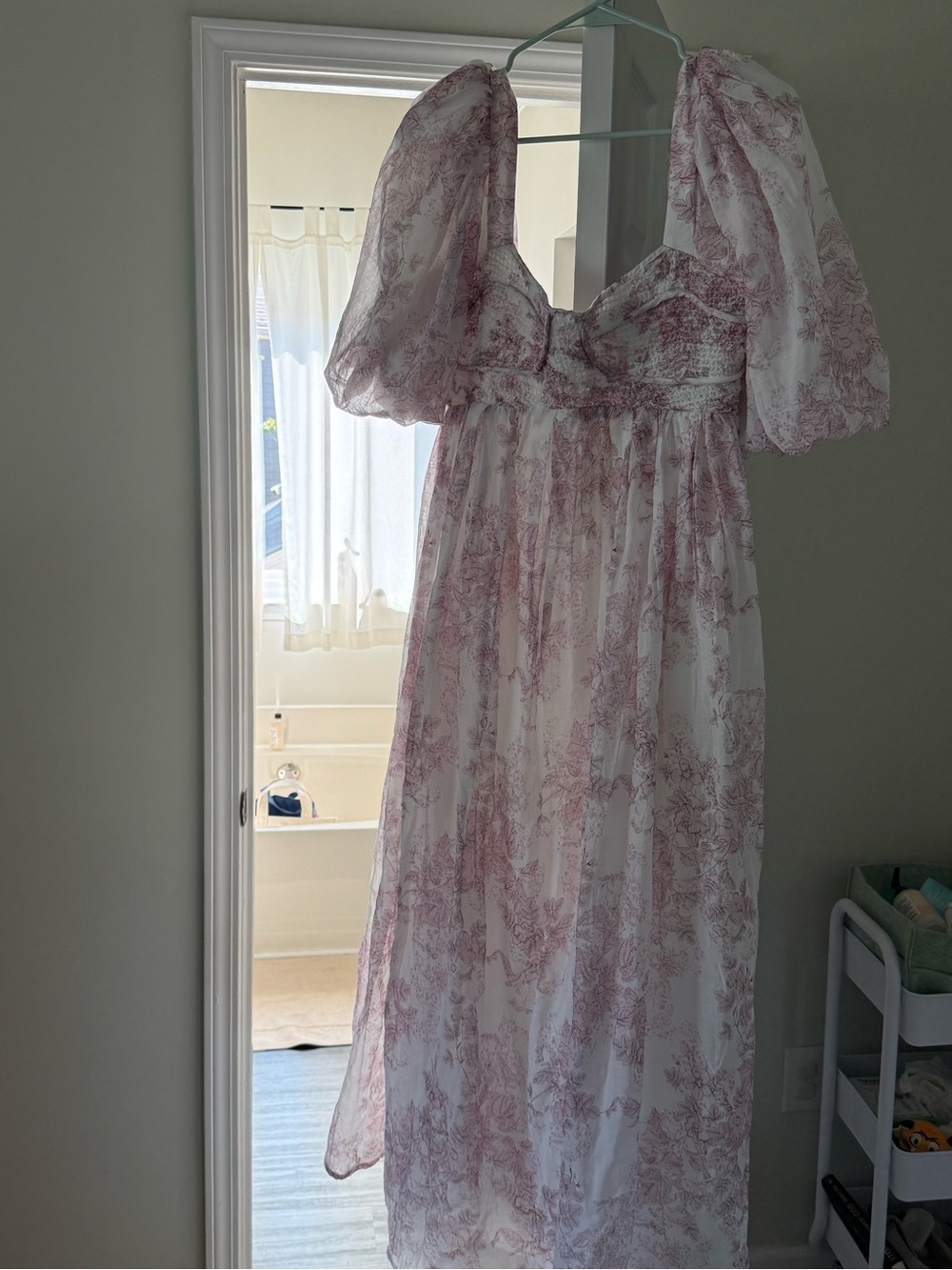 Worth Collective Harlow Pink Floral Puff-Sleeve Dress